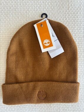 Timberland Ribbed Knit Cuffed Beanie in Caramel Brown